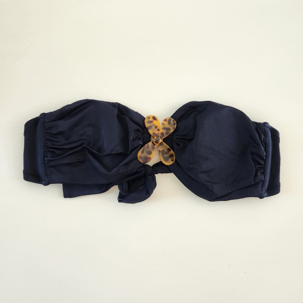 J Crew Bikini Top XS Small Navy Blue Tortoise Bandeau